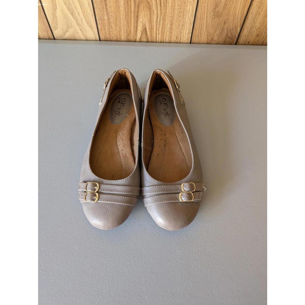 Women's Double-Buckle Ballet Flats in Taupe